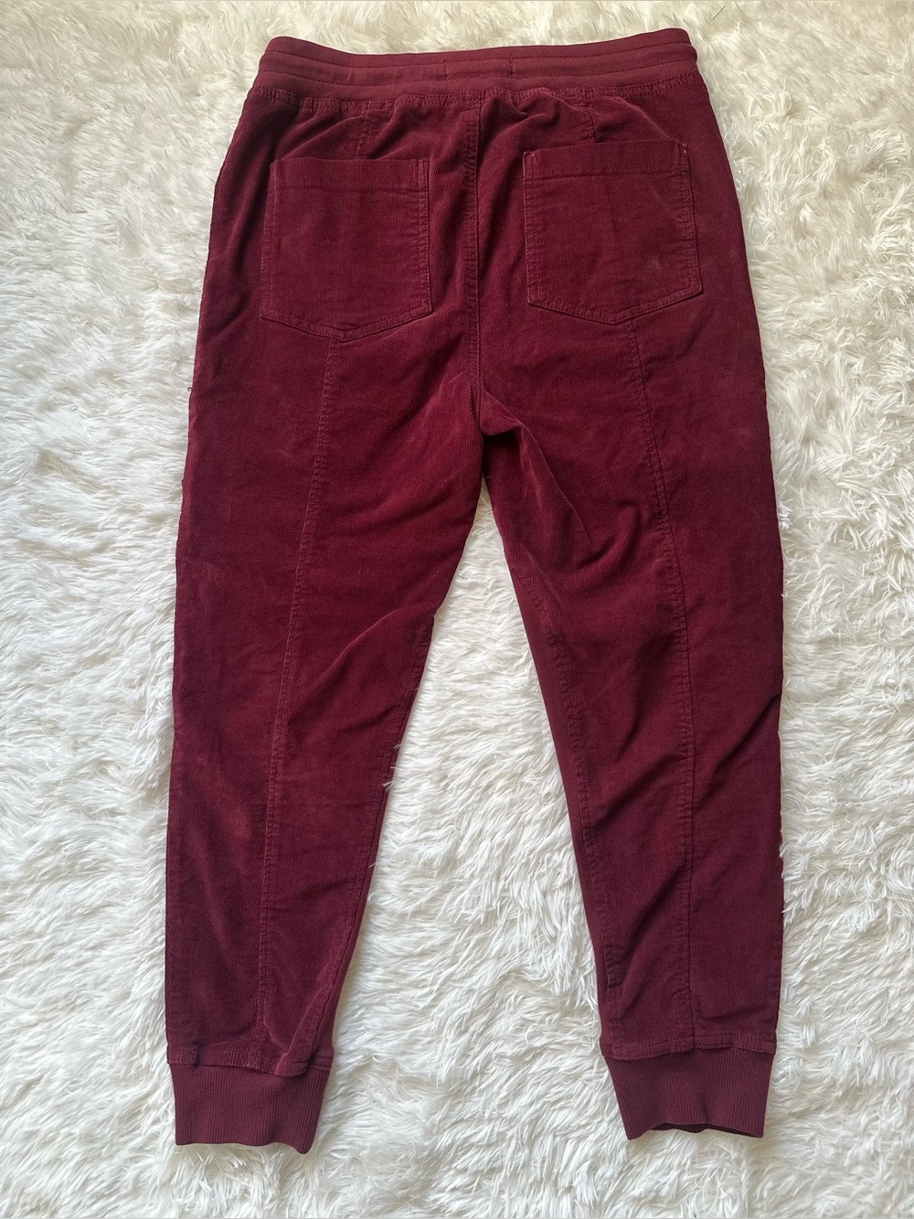 Anthropologie Corduroy Joggers Small Burgundy Cargo Utility Pull On Boho Lounge - Picture 3 of 11
